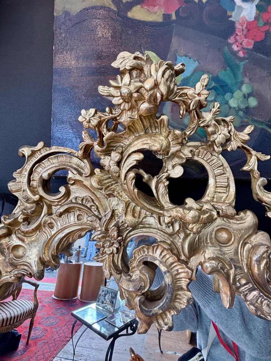 Large Carved And Gilded Wooden Mirror - France - 19th Century-photo-3