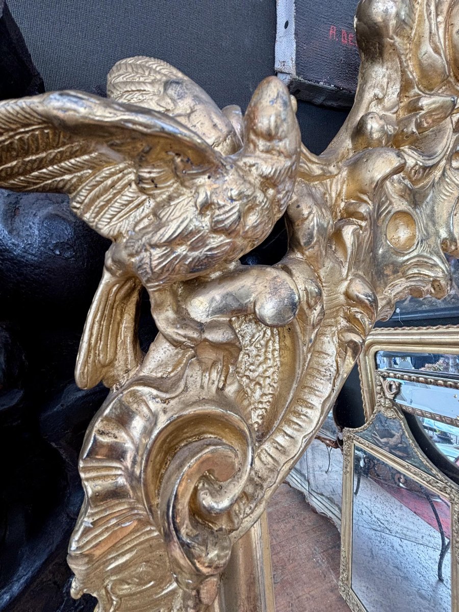 Large Carved And Gilded Wooden Mirror - France - 19th Century-photo-4