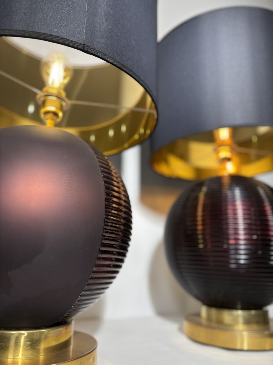 Paire de lampes en verre de Murano des années 80, Italie, XXe siècle-photo-3