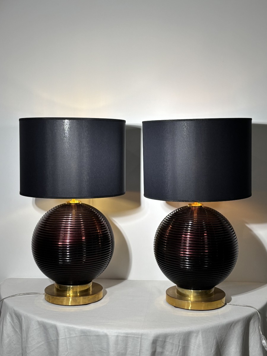 Paire de lampes en verre de Murano des années 80, Italie, XXe siècle