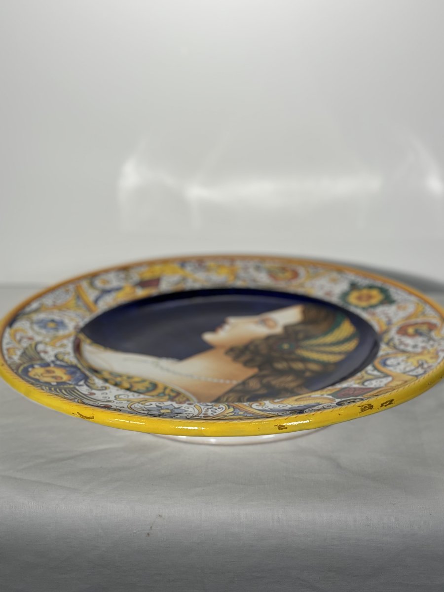 Grand plat décoratif - Deruta signé S. Volpi - Italie Années 1950-1960.-photo-7