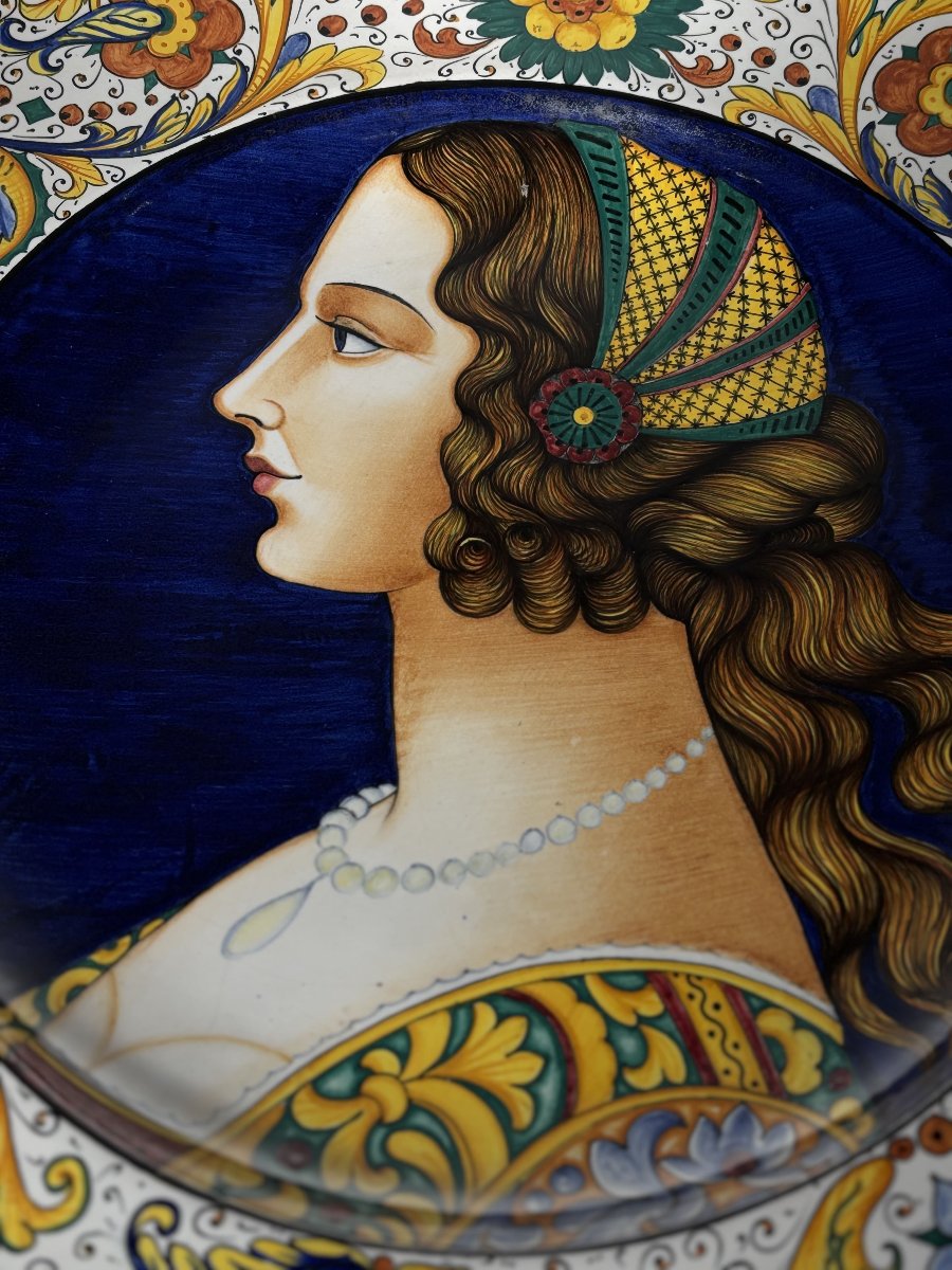 Grand plat décoratif - Deruta signé S. Volpi - Italie Années 1950-1960.-photo-8