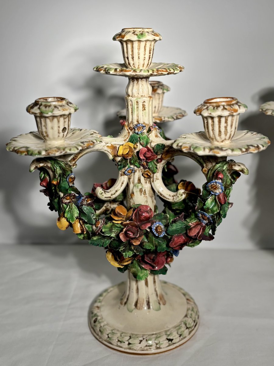 Paire de candélabres en céramique de Bassano, Italie - 1920/1940-photo-2
