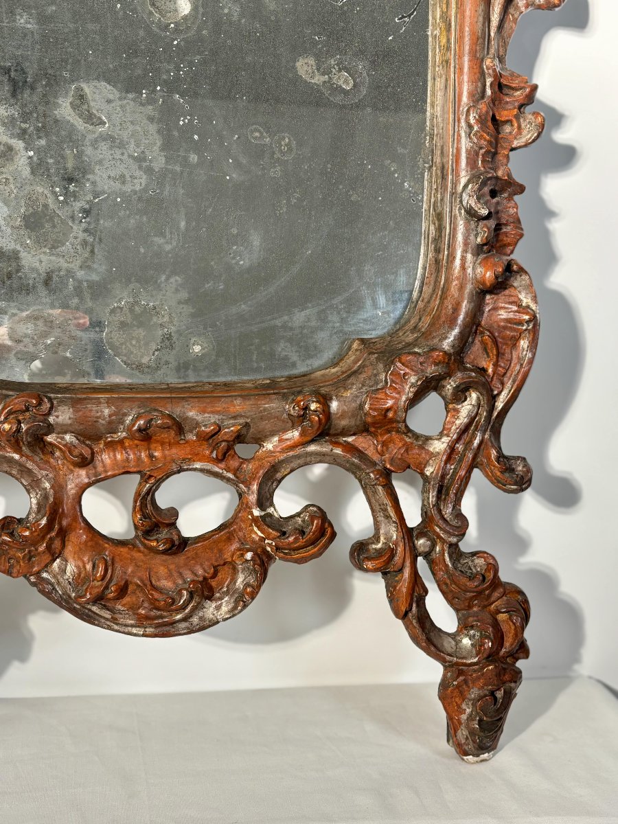 Italian Baroque Mirror In Carved Wood - 18th Century-photo-2