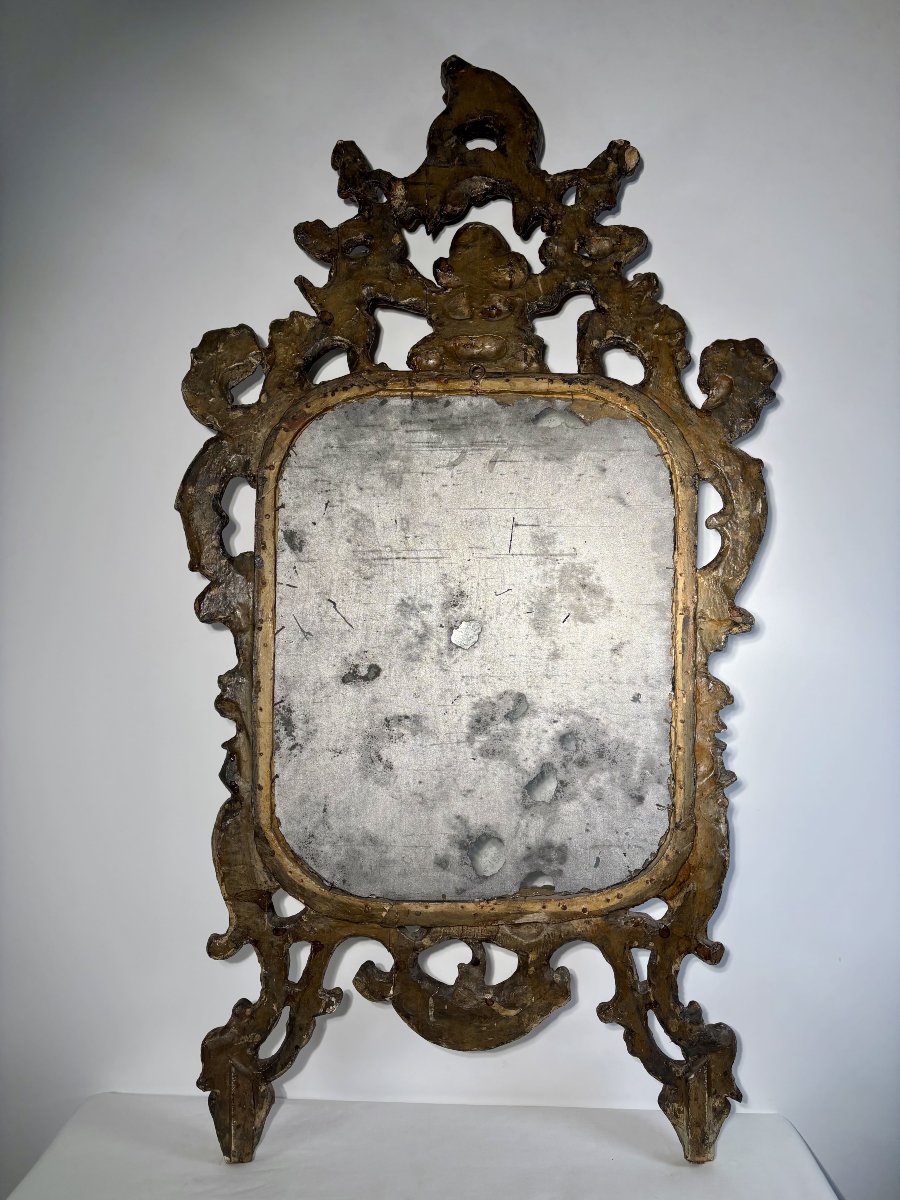 Italian Baroque Mirror In Carved Wood - 18th Century-photo-7