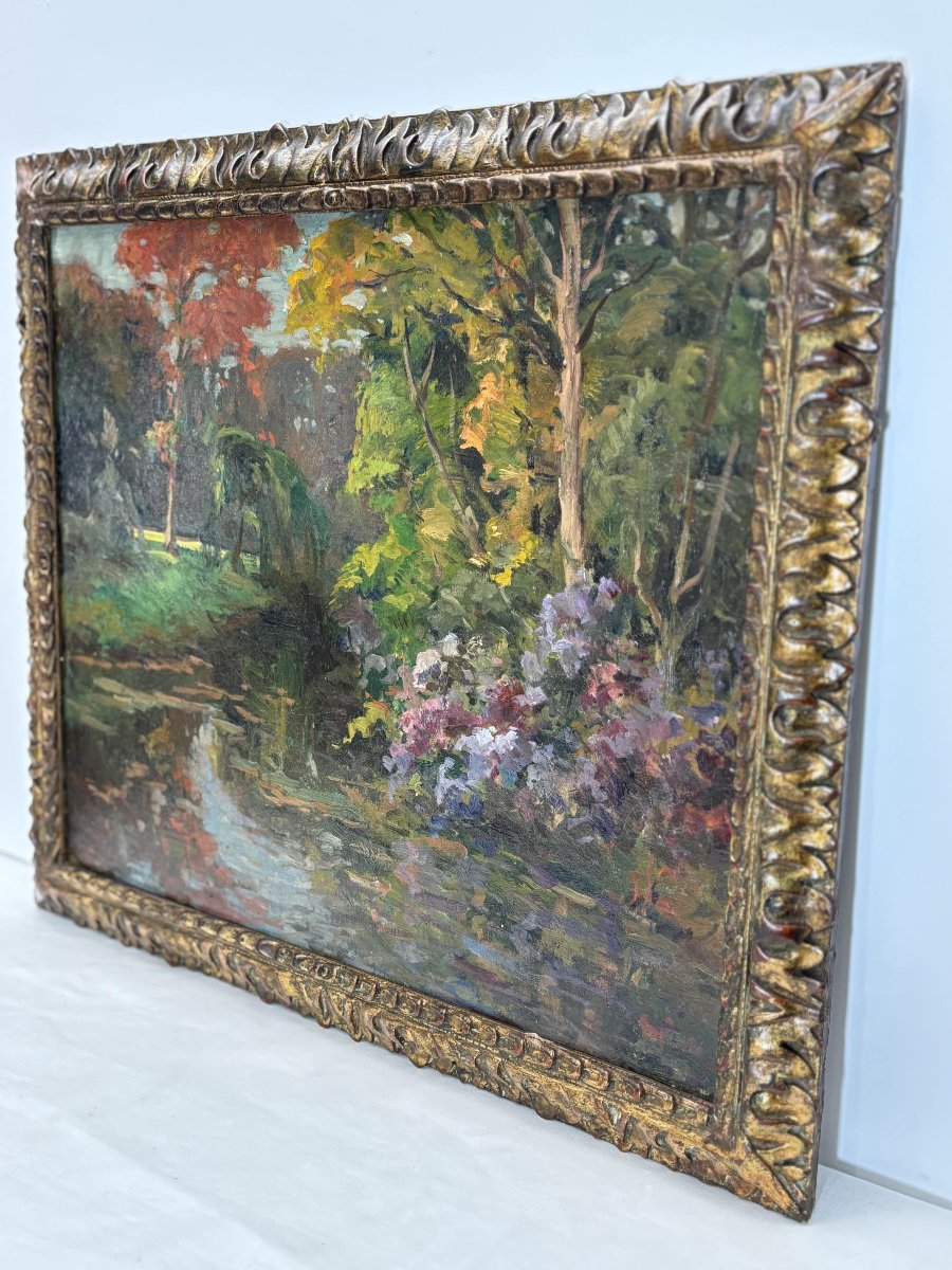 20th Century School, Late Impressionism, Waterside Landscape, Signed And Dated 1910-photo-2