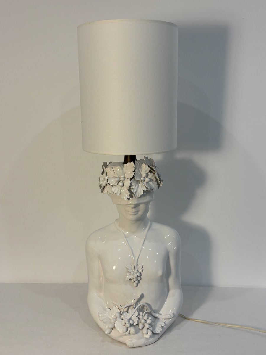 Grande lampe en céramique attribuée à Capodimonte -Italie - circa 1960/1970-photo-3