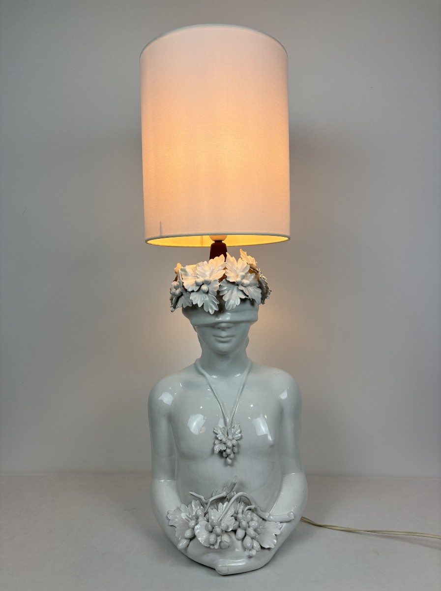 Grande lampe en céramique attribuée à Capodimonte -Italie - circa 1960/1970-photo-4