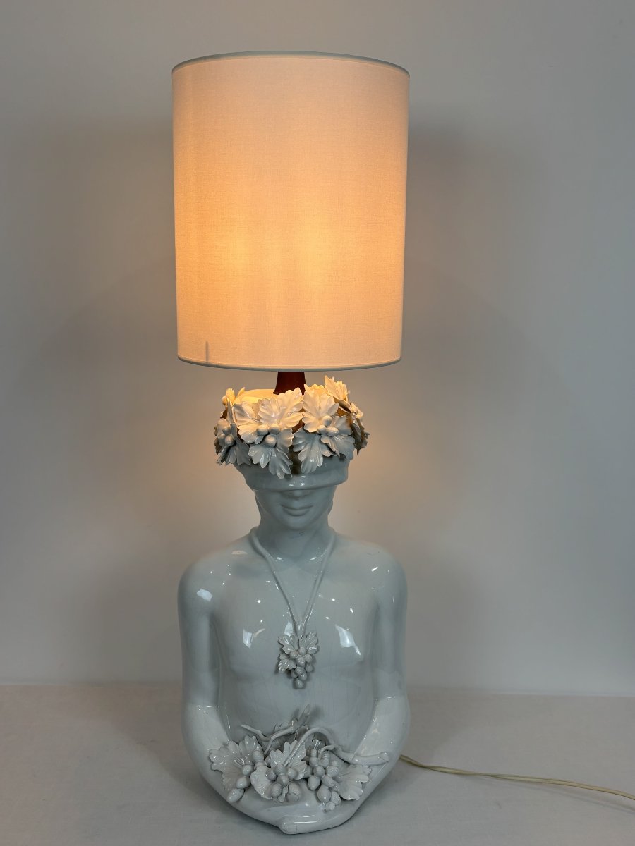 Grande lampe en céramique attribuée à Capodimonte -Italie - circa 1960/1970-photo-3