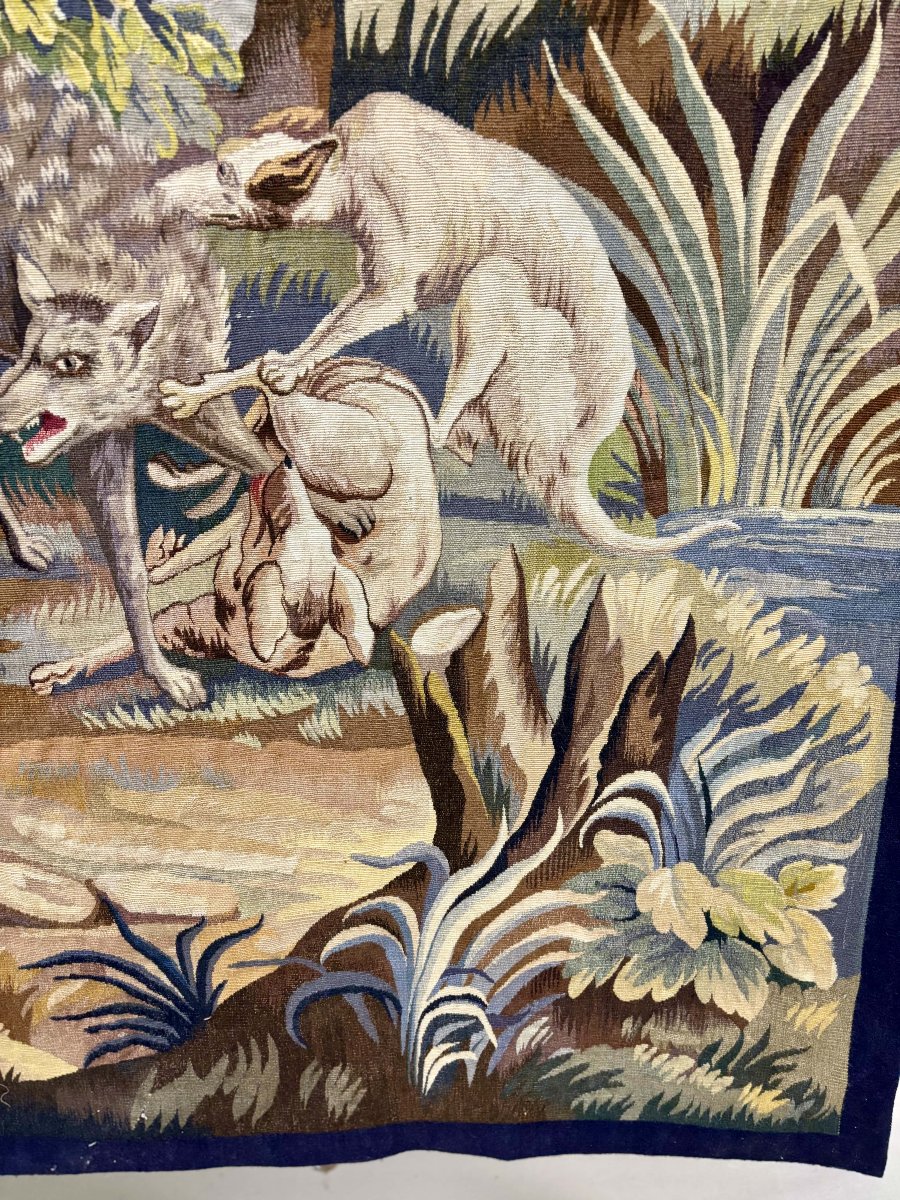 Tapisserie d'Aubusson "Chasse au Loup", Atelier Jean Picaud, France, milieu XXe siècle-photo-4