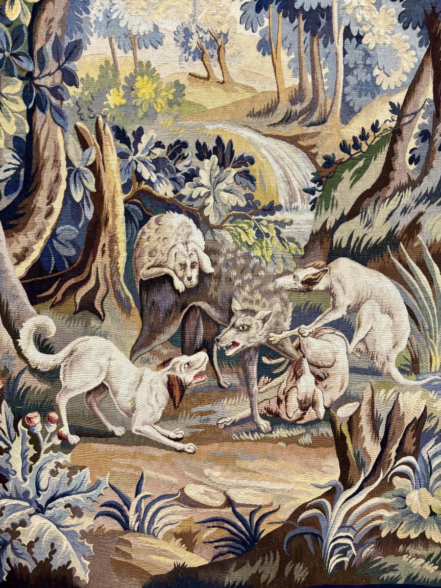 Tapisserie d'Aubusson "Chasse au Loup", Atelier Jean Picaud, France, milieu XXe siècle-photo-5