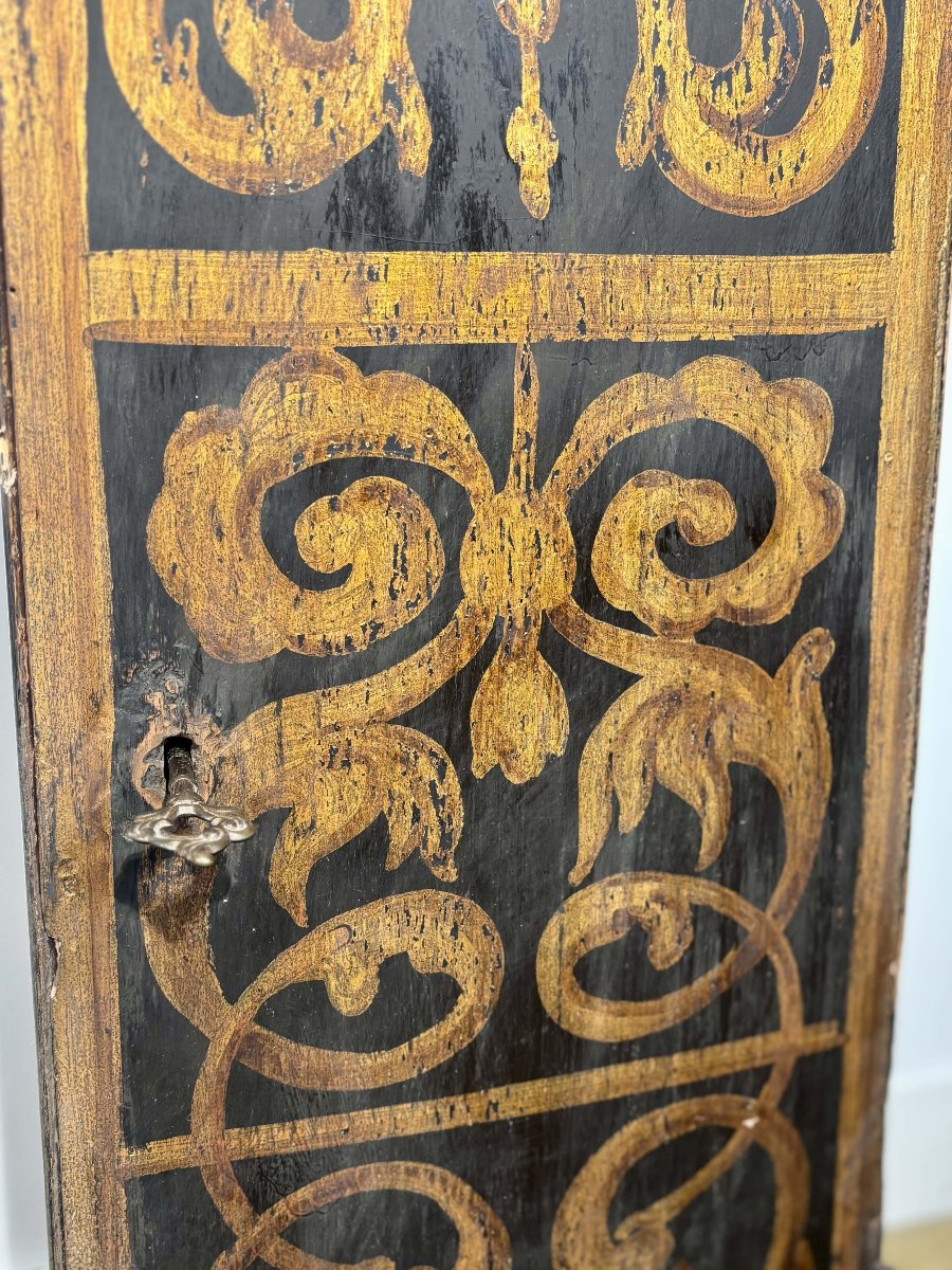 Colonne ou petite armoire en bois peint noir et doré, Italie, XIXe siècle-photo-8