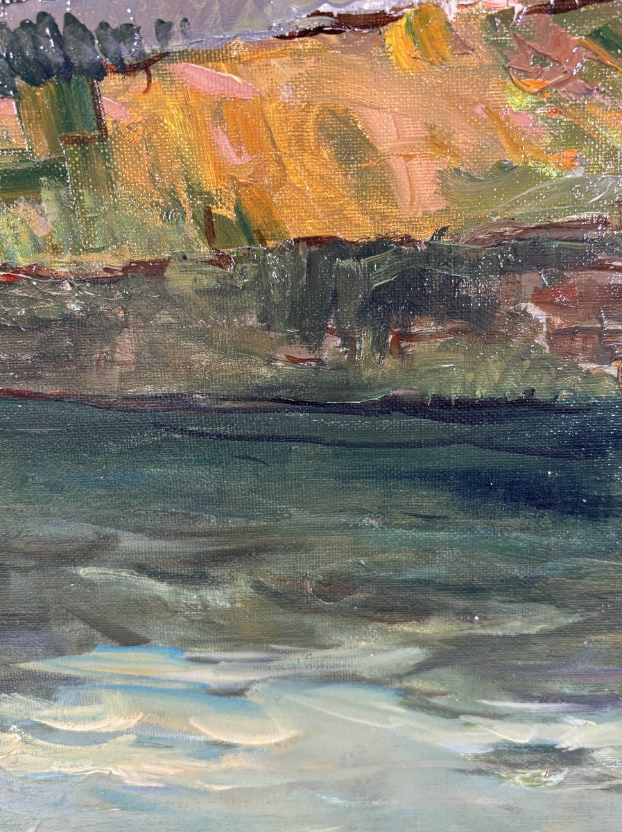French School Of The 20th Century, Maurice Lemaitre (1929-2018) Oil On Canvas "the Bridge"-photo-4