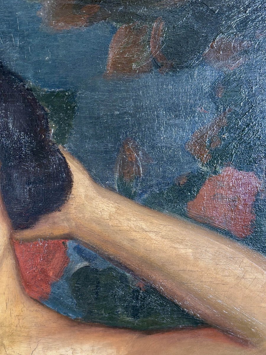 School Early 20th Century, Bust Of A Woman, Oil On Panel, Signed.-photo-3