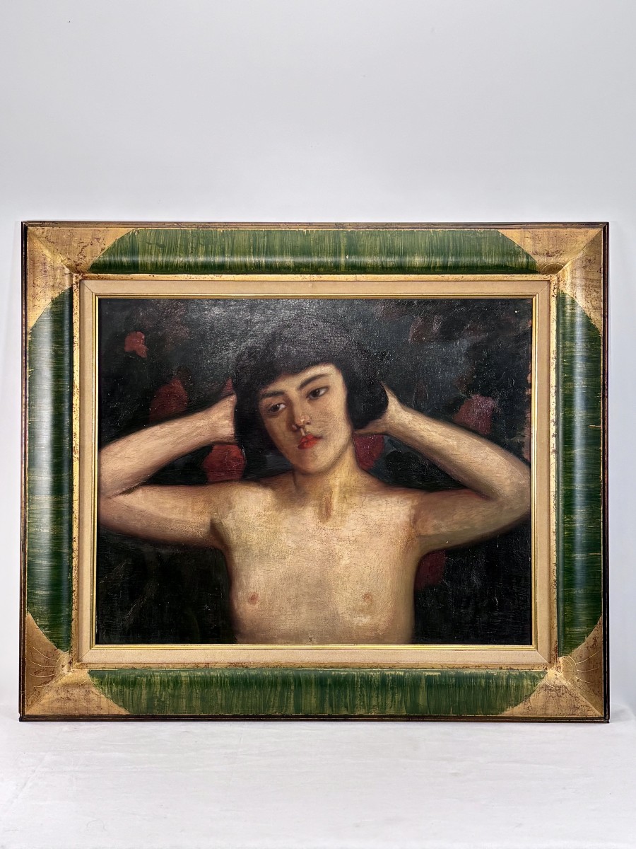 School Early 20th Century, Bust Of A Woman, Oil On Panel, Signed.