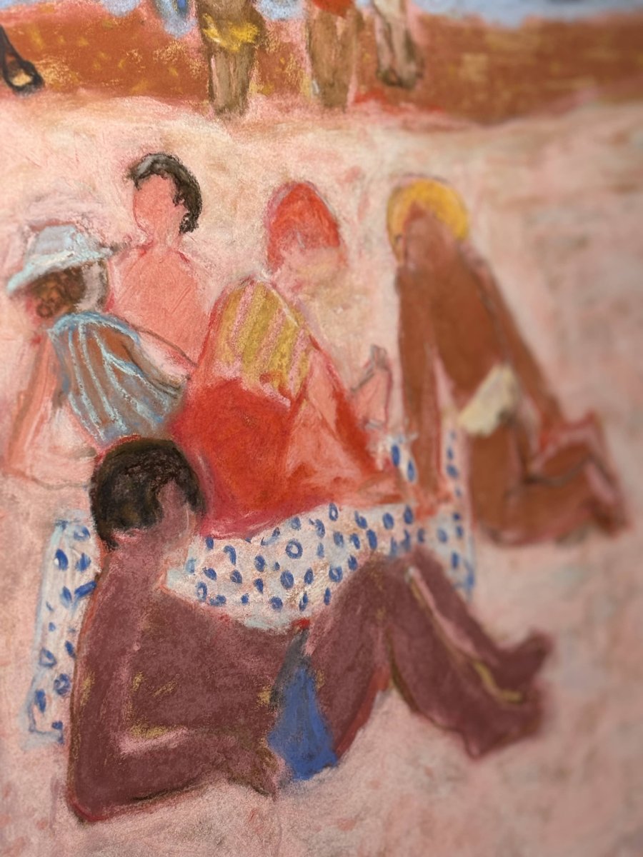 Yves Wacheux (1933-2023), La plage rose, Technique mixte sur papier, signée, XXe siècle-photo-3