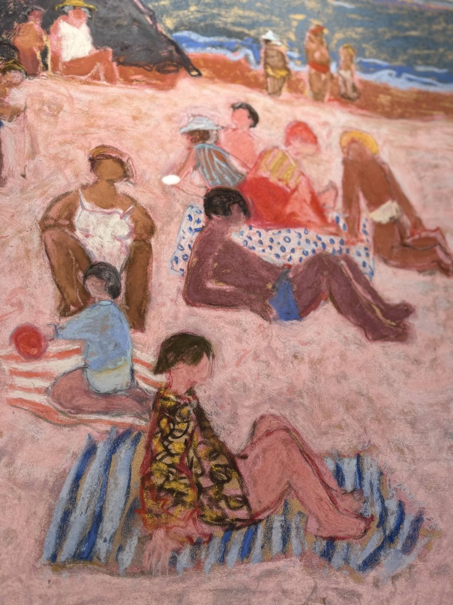 Yves Wacheux (1933-2023), La plage rose, Technique mixte sur papier, signée, XXe siècle-photo-2