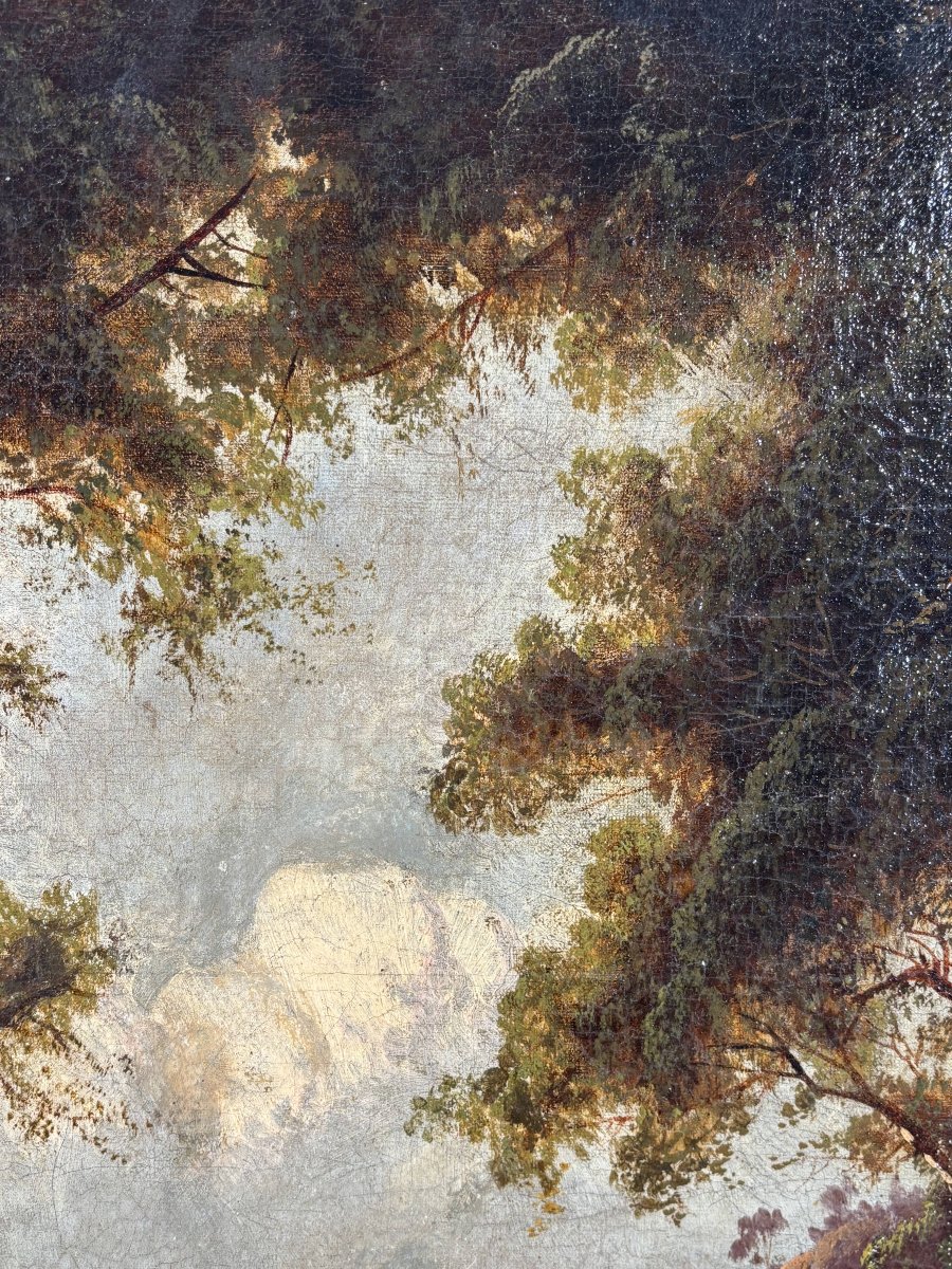 Ecole probablement Allemande, Huile sur toile, paysage romantique avec voyageur, vers 1890-1910-photo-6