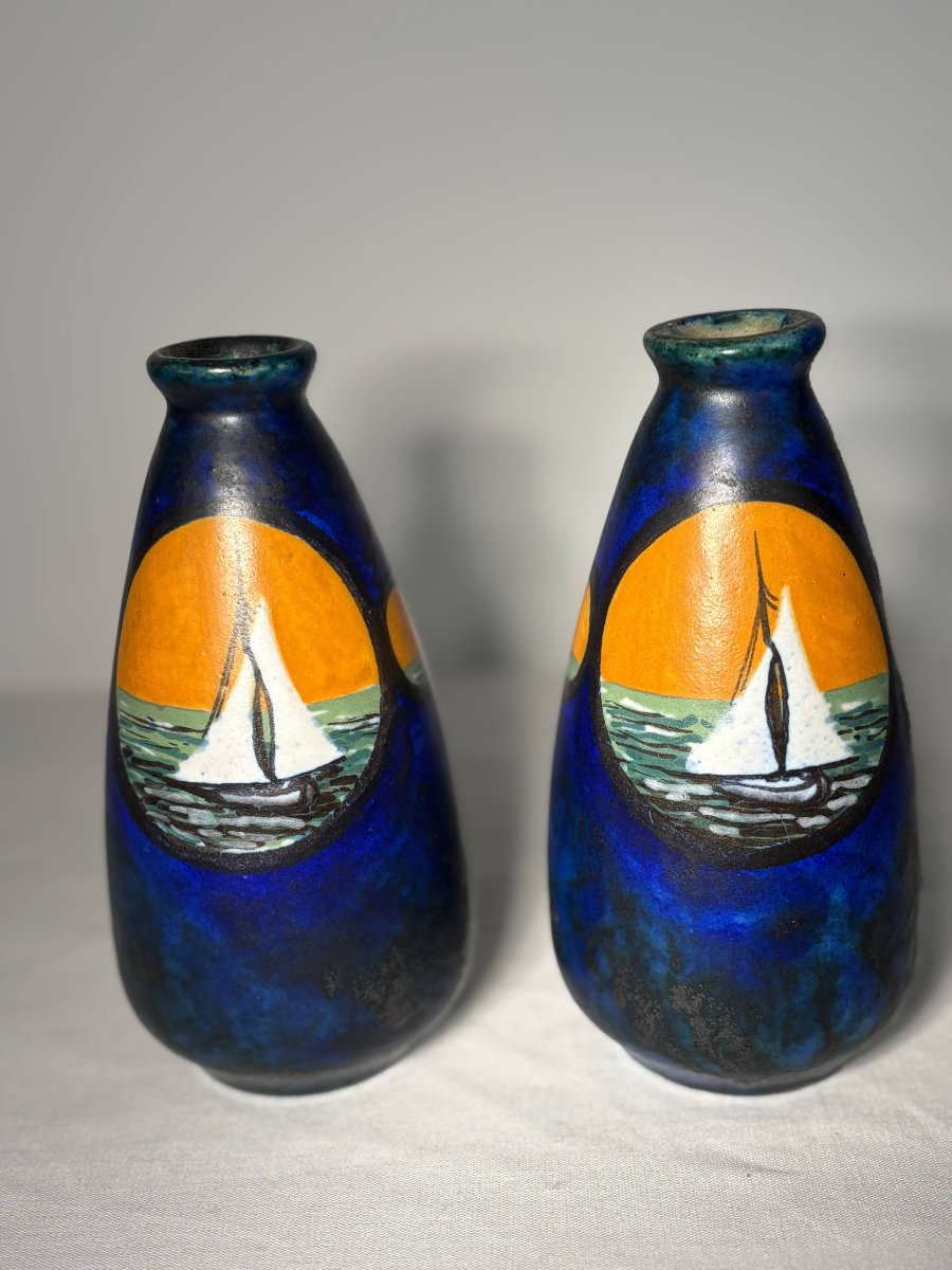 Louis DAGE (1885-1964) - Paire de vases  en céramique signés - Art Déco, vers 1925-1935-photo-5