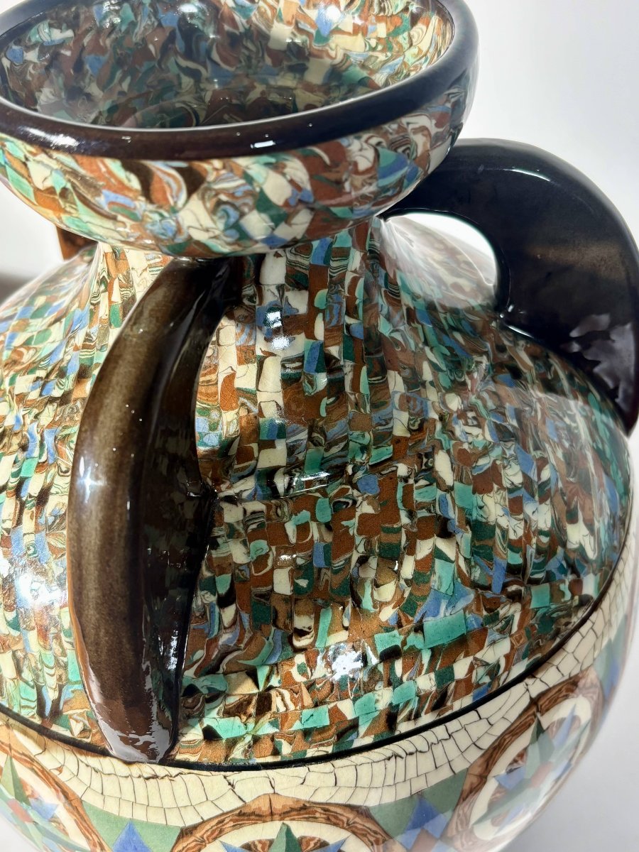 Monumental Vase By Jean Gerbino (1876-1966) - Vallauris, France-photo-3