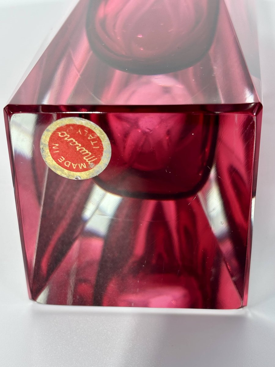 Vase facetté en verre de Murano - Technique Sommerso - circa 1960-photo-4