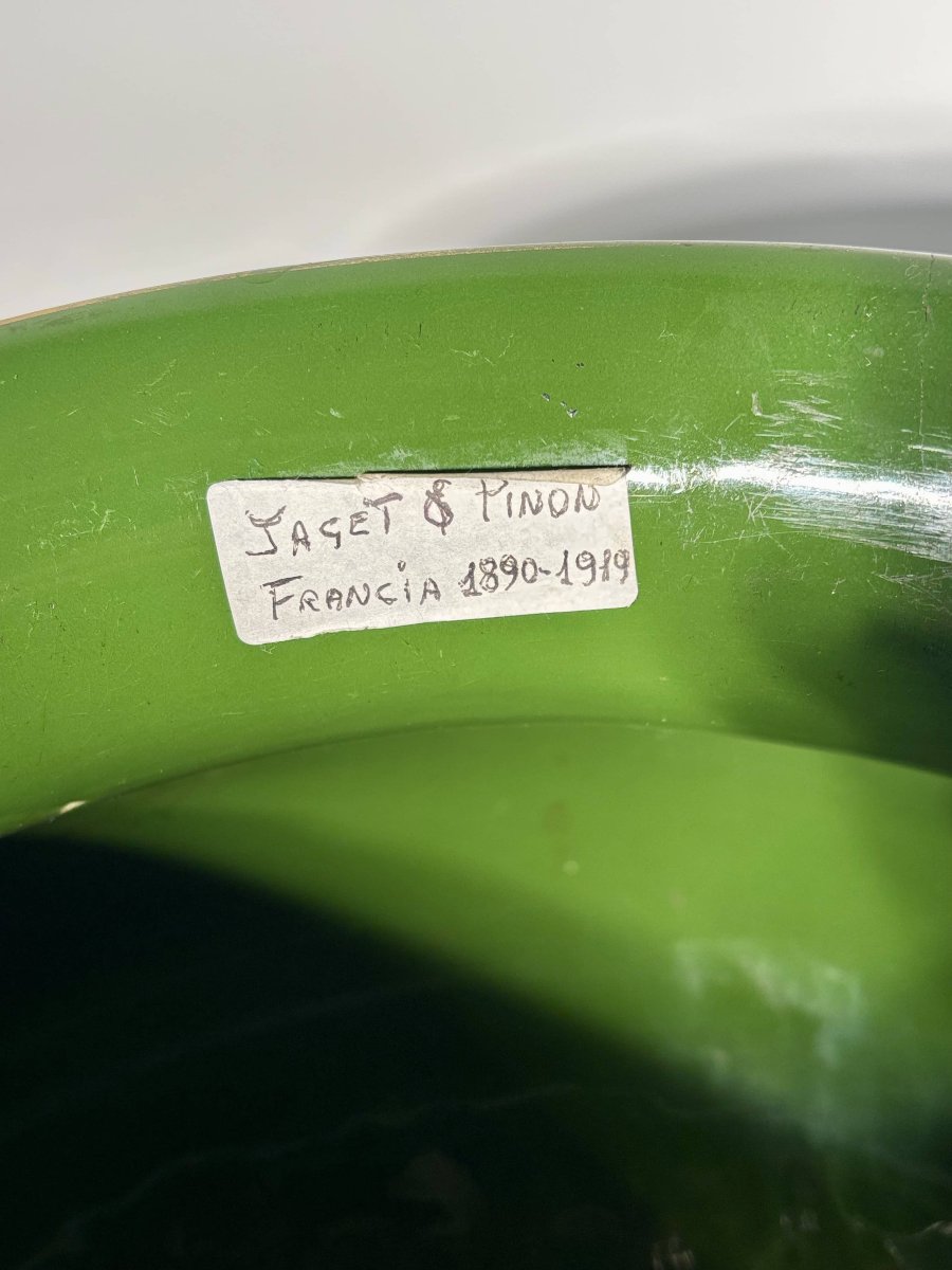 Exceptionnelle jardinière Empire - Jaget et Pinon Tours - Vert Impérial - 45 cm-photo-3