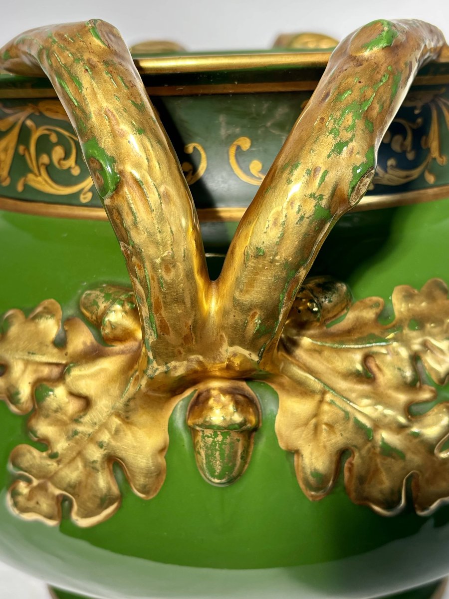 Exceptionnelle jardinière Empire - Jaget et Pinon Tours - Vert Impérial - 45 cm-photo-4