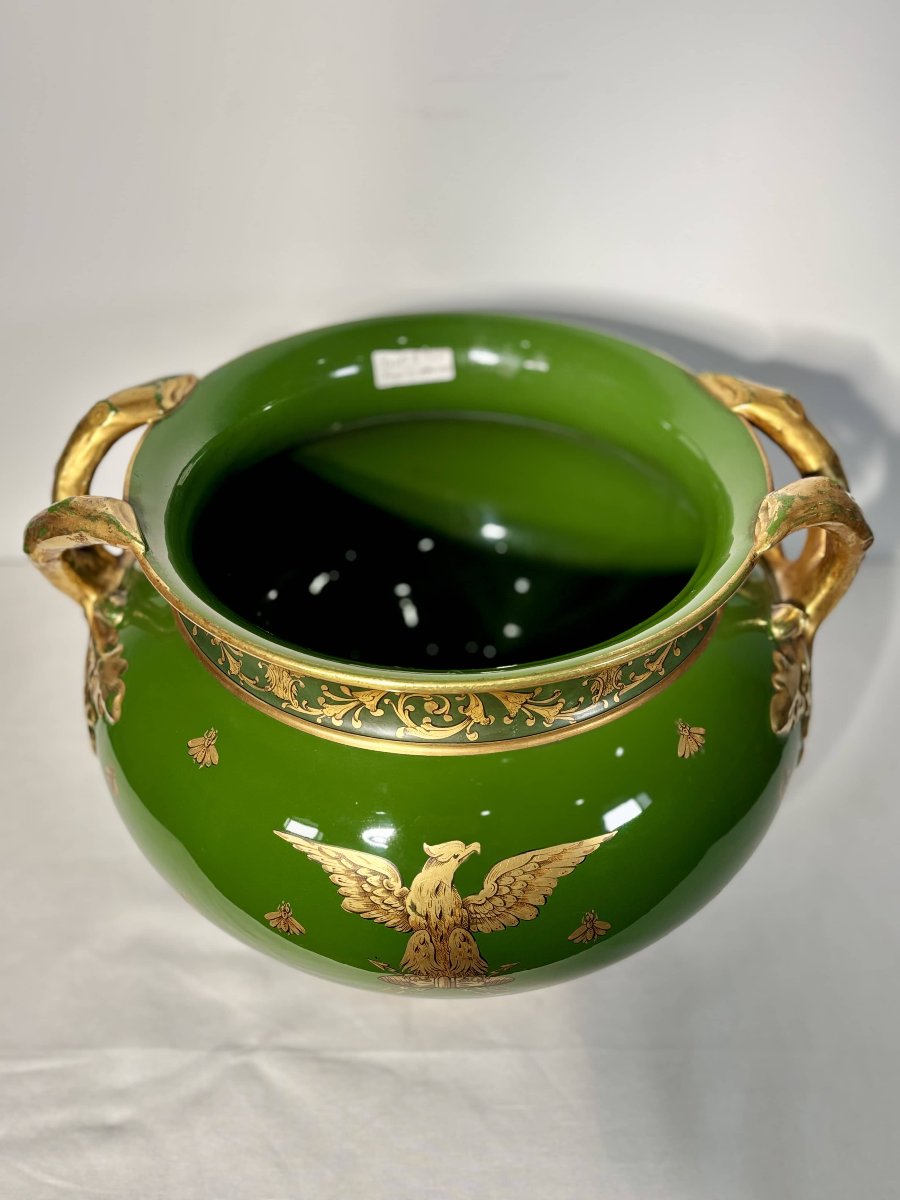 Exceptionnelle jardinière Empire - Jaget et Pinon Tours - Vert Impérial - 45 cm-photo-6