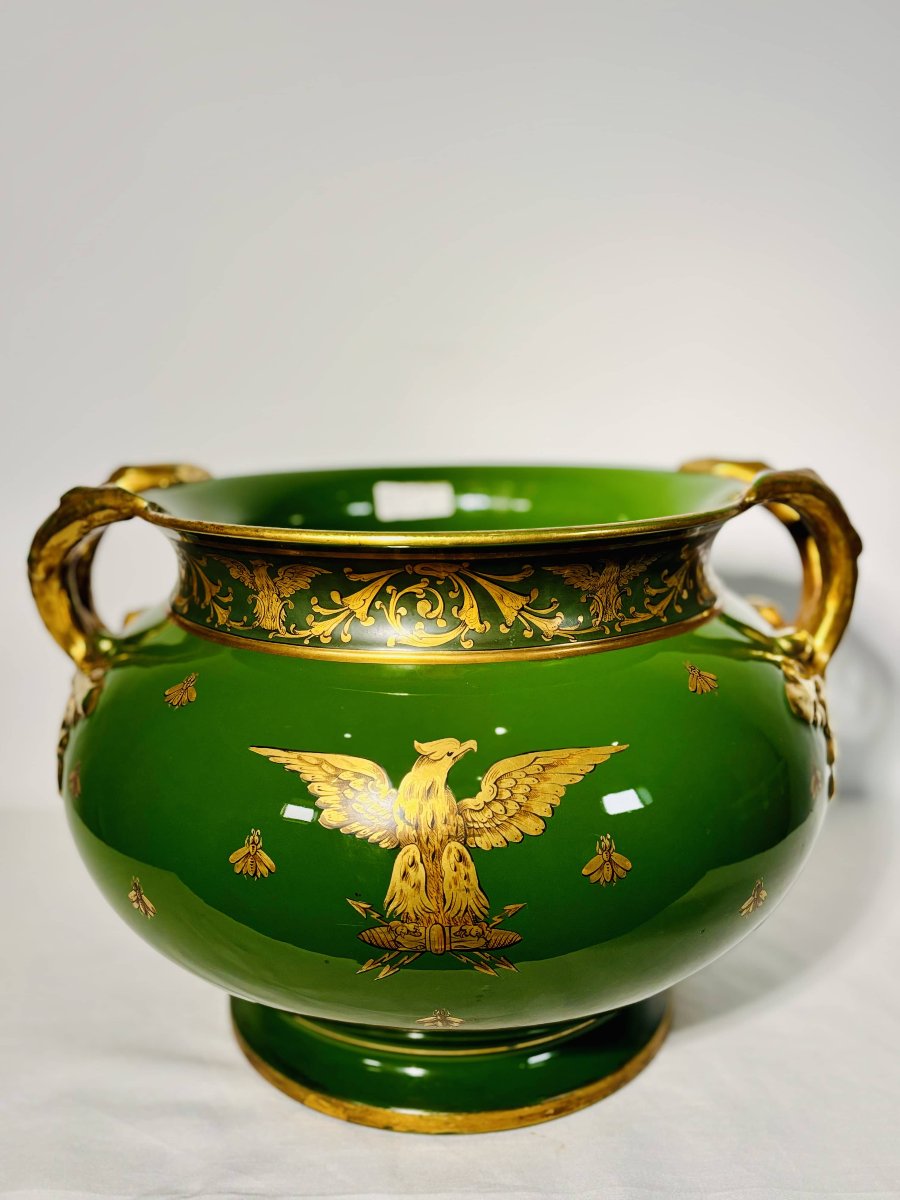 Exceptionnelle jardinière Empire - Jaget et Pinon Tours - Vert Impérial - 45 cm-photo-7