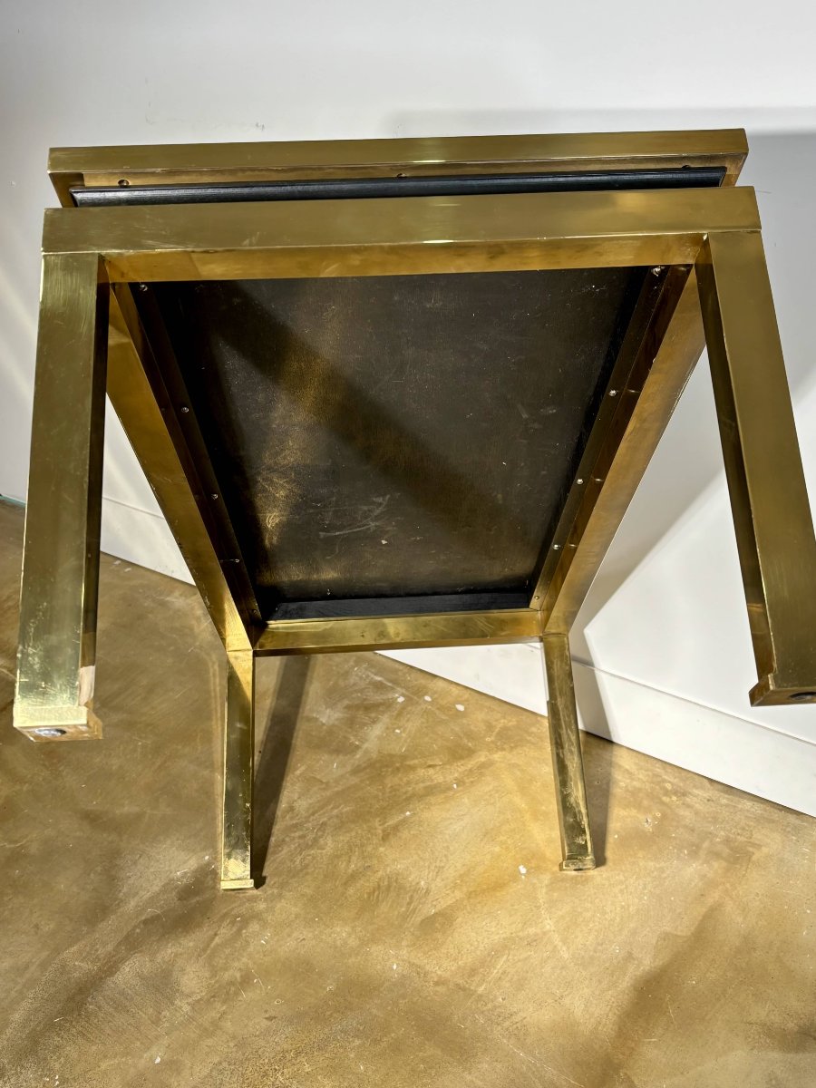 Table basse de prestige - Années 70 - Dans le goût de Willy Rizzo - Résine laquée et laiton-photo-6