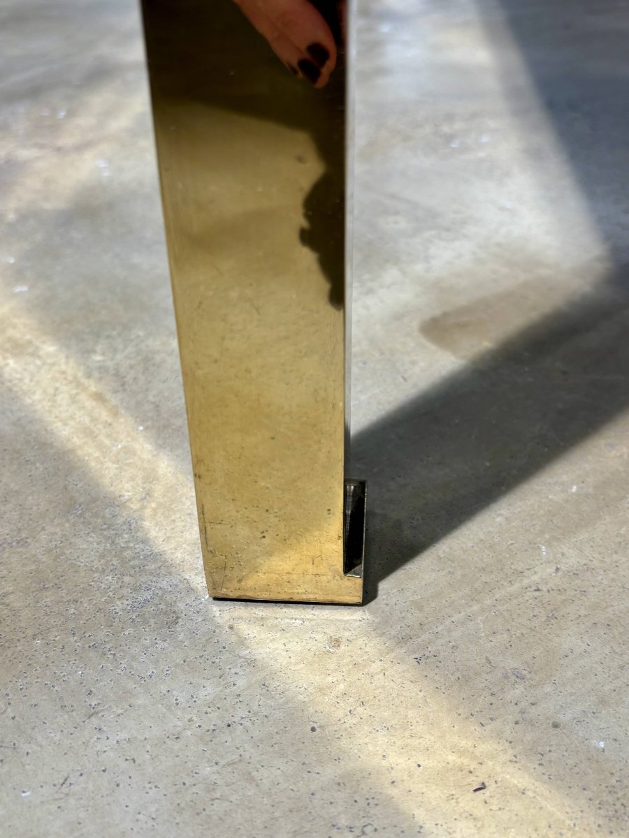 Table basse de prestige - Années 70 - Dans le goût de Willy Rizzo - Résine laquée et laiton-photo-7