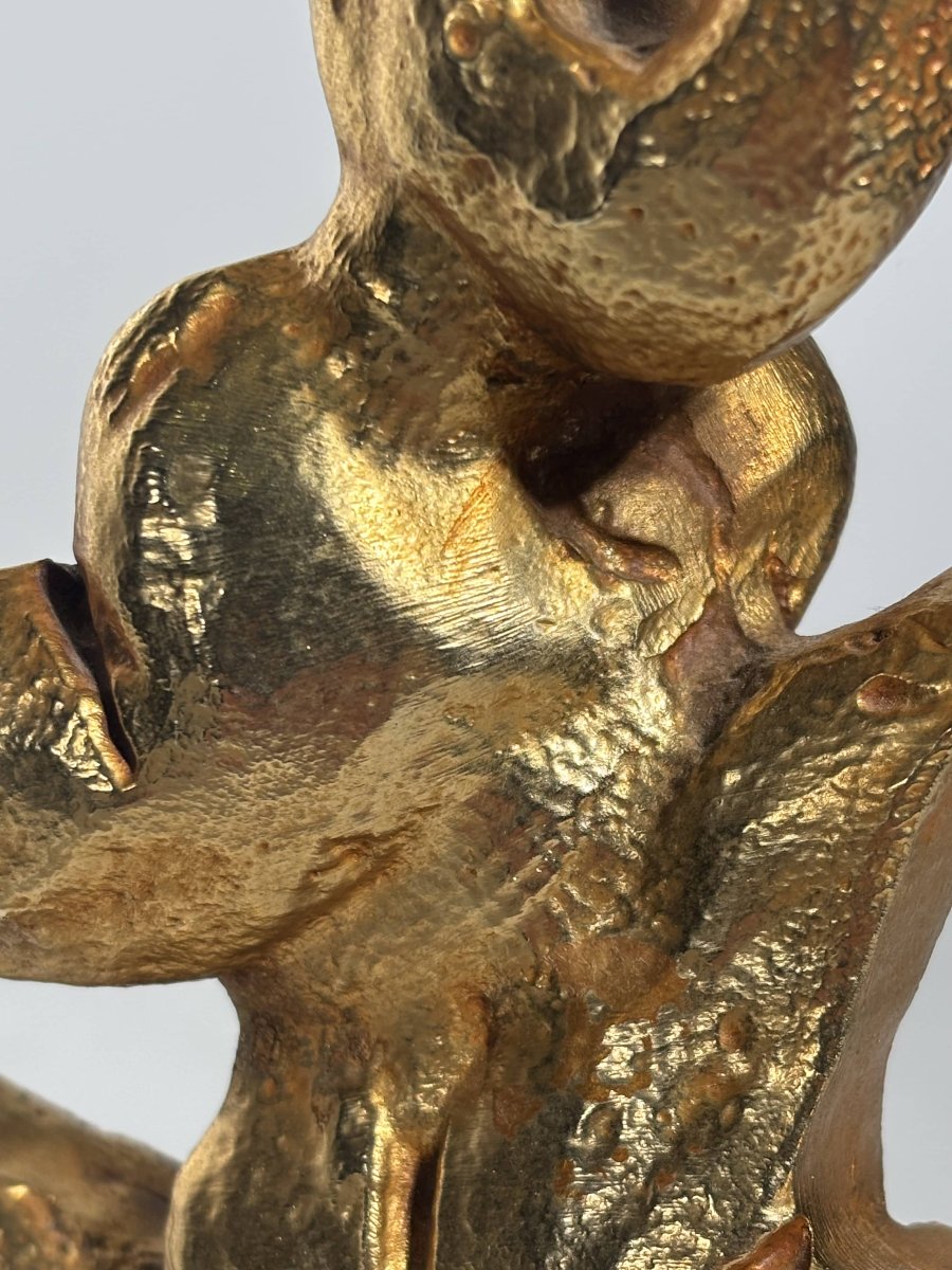 Gilded Bronze Candlestick - Georges Mathias For Fondica - Circa 1980-photo-4