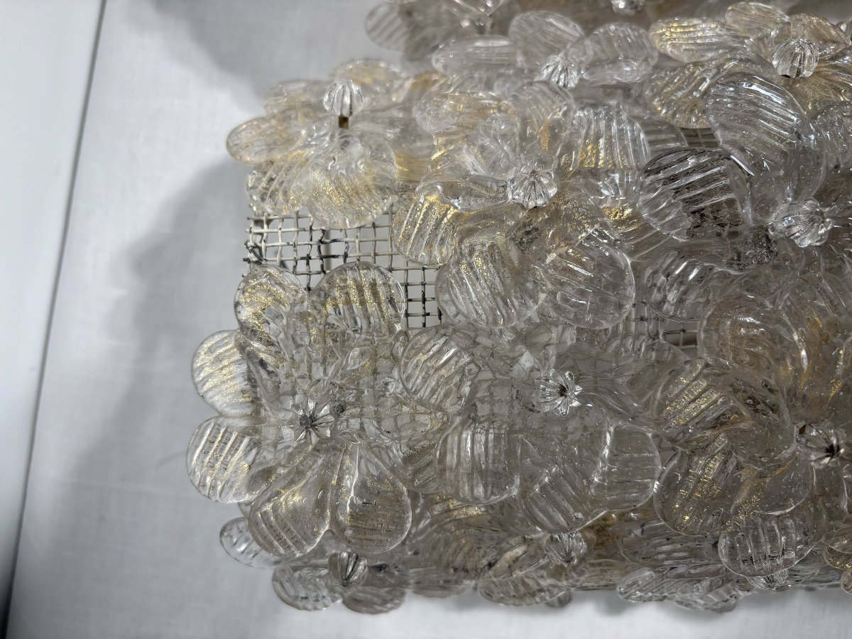 Trio Of Murano Glass And Gold Leaf Flower Sconces By Barovier & Toso, Italy 1970-photo-7