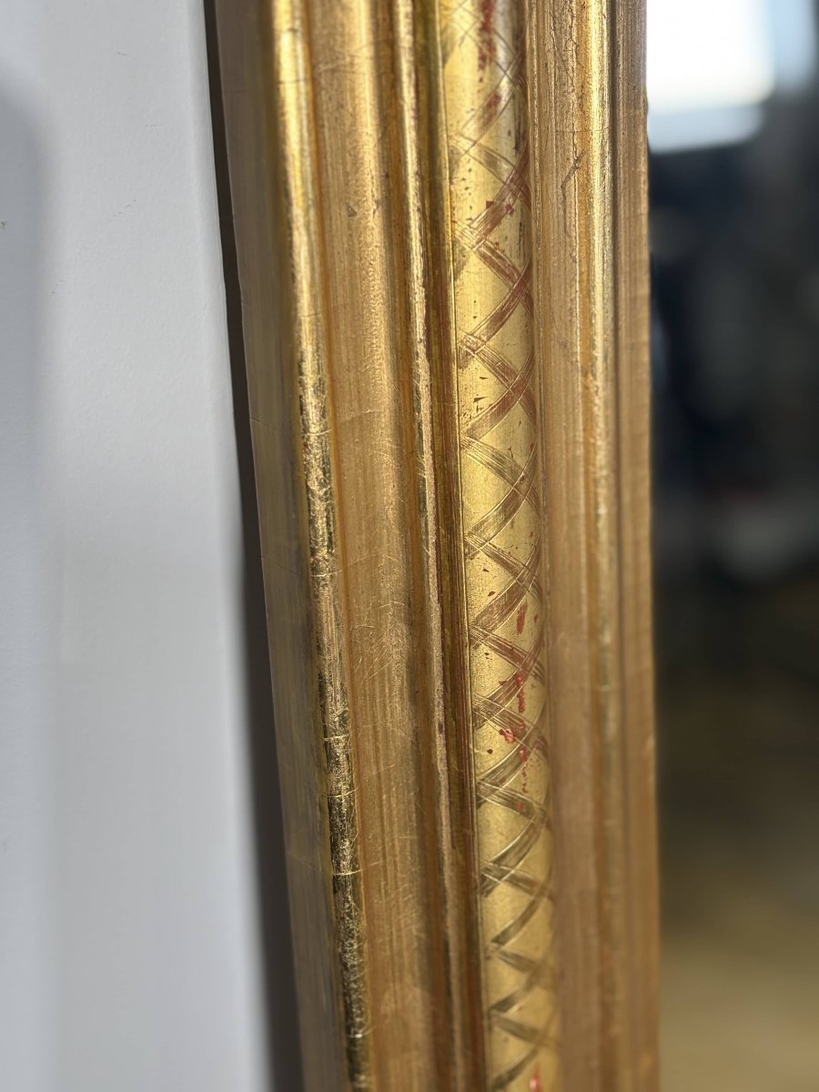 Grand miroir Louis-Philippe en bois doré - France, vers 1850-1870-photo-1