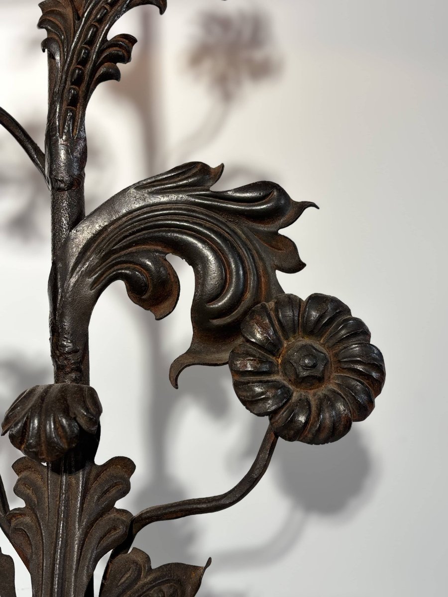 Grande lampe sculpturale en fer forgé et fonte - Travail Hollandais vers 1930-photo-3