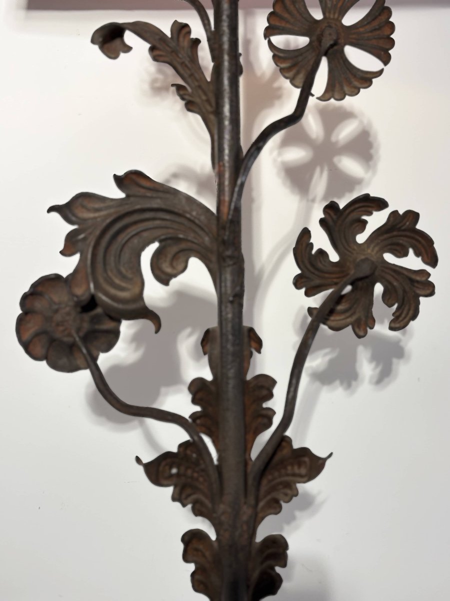 Grande lampe sculpturale en fer forgé et fonte - Travail Hollandais vers 1930-photo-3