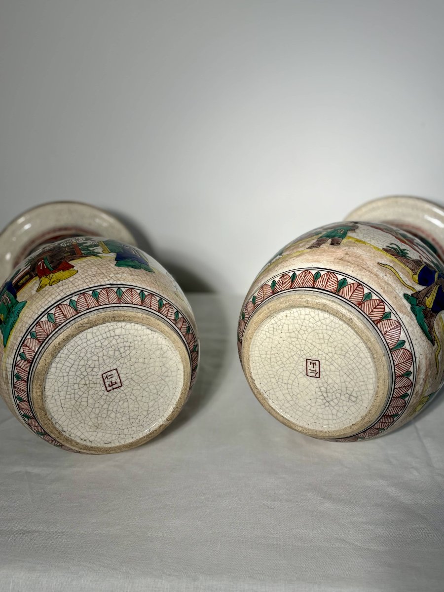 Paire de vases Satsuma, atelier Ninzan — Japon, époque Meiji, vers 1890-1910-photo-6