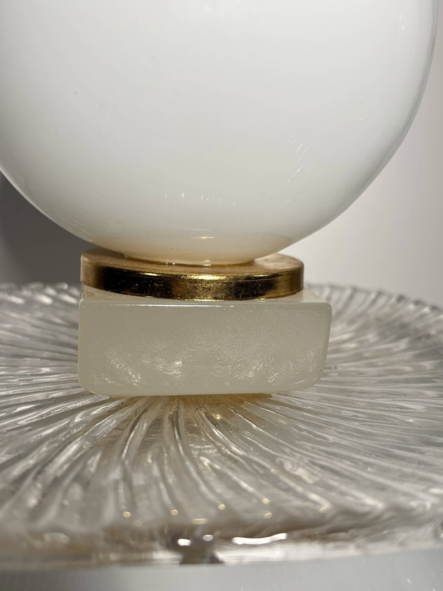 Paire de lampes "Totem" en verre de Murano et laiton - Italie, Années 1980-90-photo-3