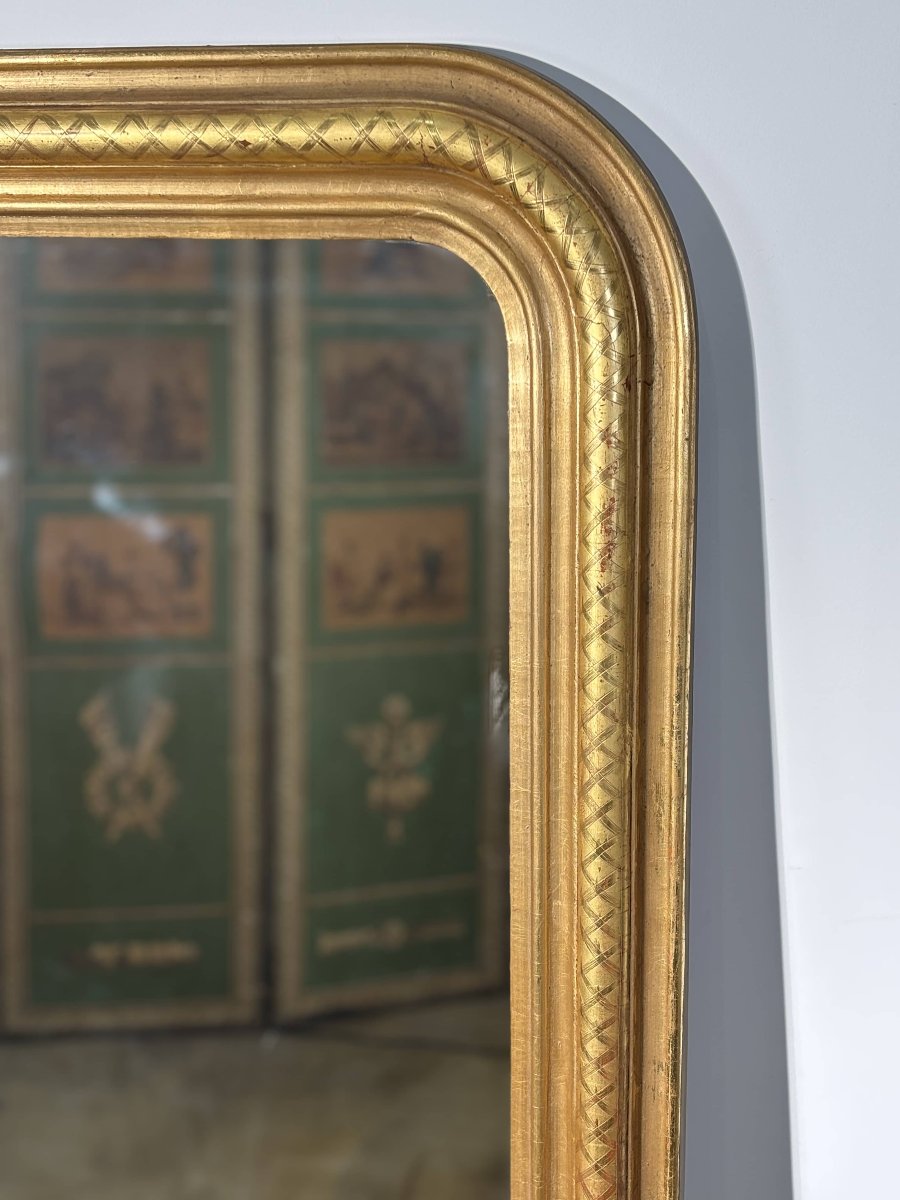 Miroir de cheminée Louis-Philippe à décor de croisillons - France, milieu XIXe siècle-photo-4