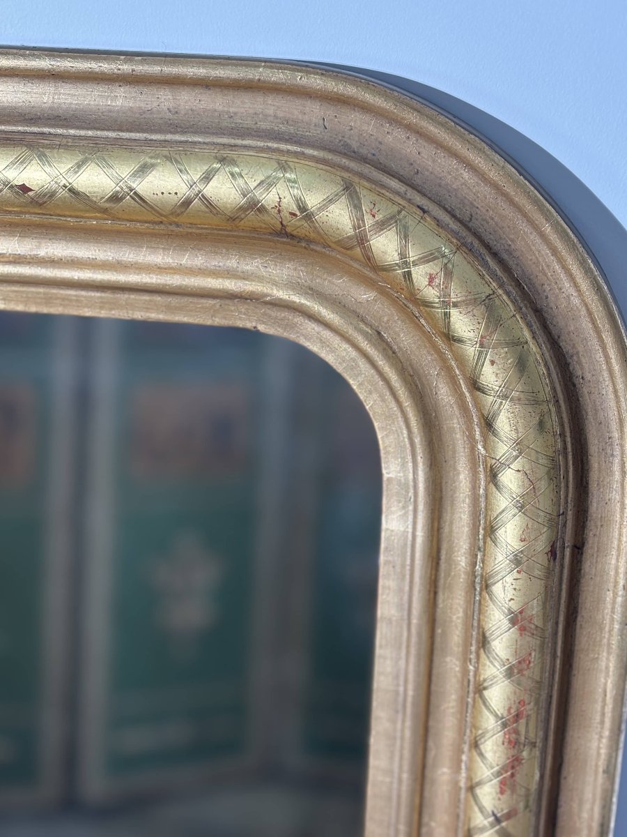 Miroir de cheminée Louis-Philippe à décor de croisillons - France, milieu XIXe siècle-photo-2