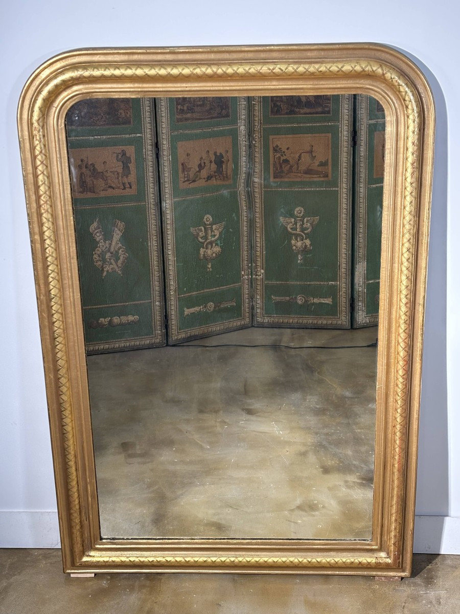Miroir de cheminée Louis-Philippe à décor de croisillons - France, milieu XIXe siècle