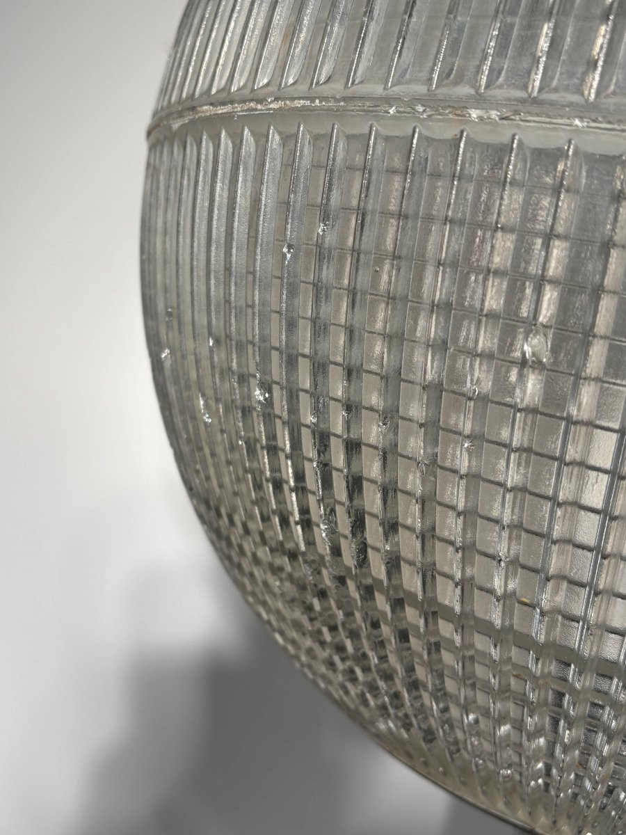 Genuine Parisian Holophane Globe On Chrome-plated Stand 70's Design - France-photo-6