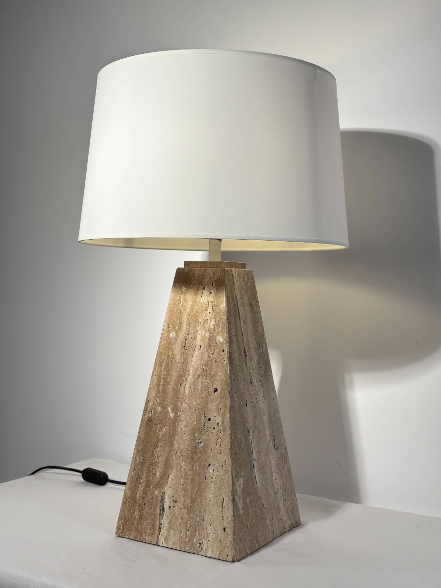 Table Lamp - Travertine Brut - Area Illuminazione - Italy, Circa 1970-photo-2
