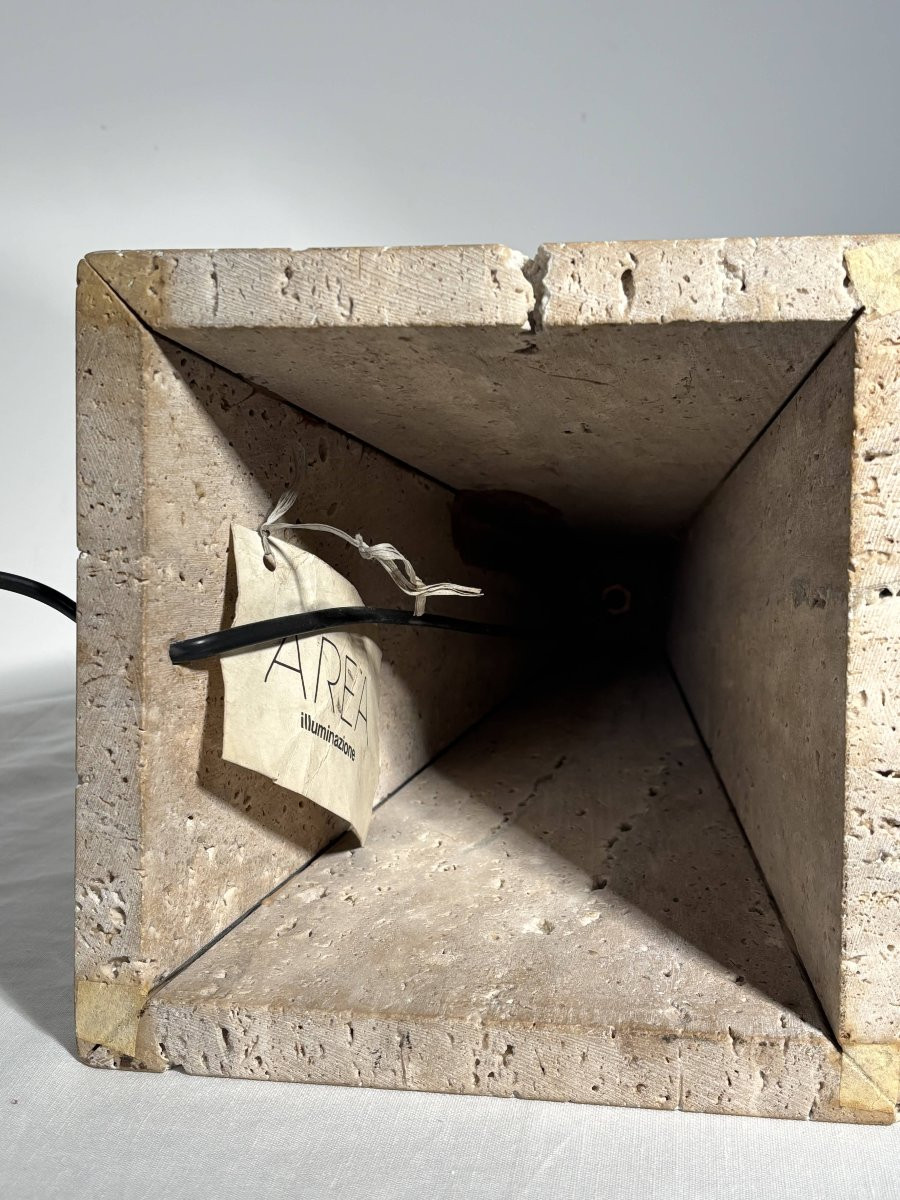 Table Lamp - Travertine Brut - Area Illuminazione - Italy, Circa 1970-photo-4