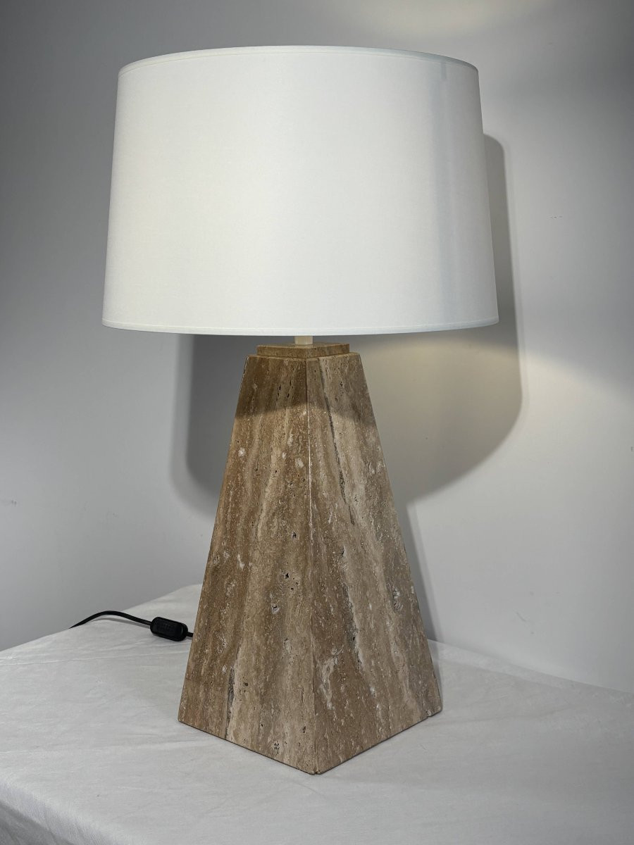 Table Lamp - Travertine Brut - Area Illuminazione - Italy, Circa 1970-photo-3