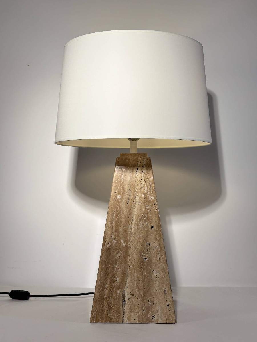Table Lamp - Travertine Brut - Area Illuminazione - Italy, Circa 1970