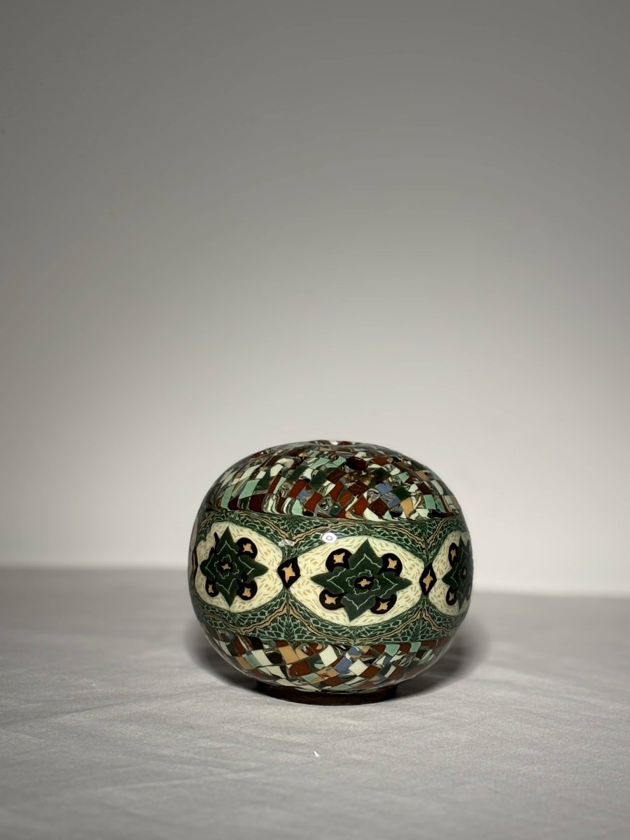 Jean Gerbino (1876-1966) - Boule Pique-fleurs en terres mêlées, Vallauris vers 1950-1960-photo-1