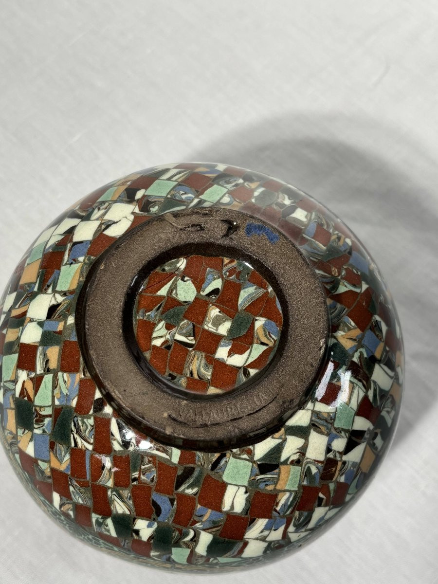 Jean Gerbino (1876-1966) - Boule Pique-fleurs en terres mêlées, Vallauris vers 1950-1960-photo-3