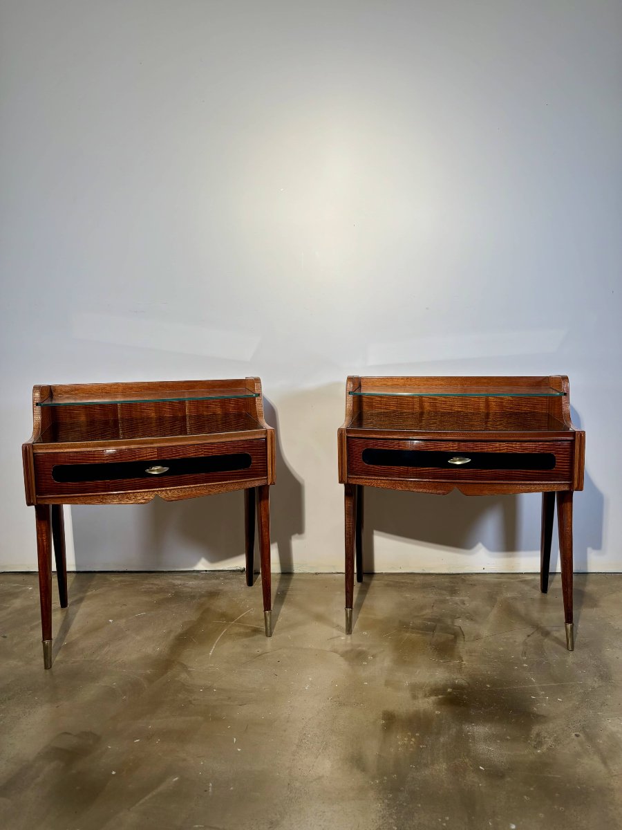 Paire de tables de chevet - Dans le goût de Paolo Buffa, Milan,  circa 1960-photo-2