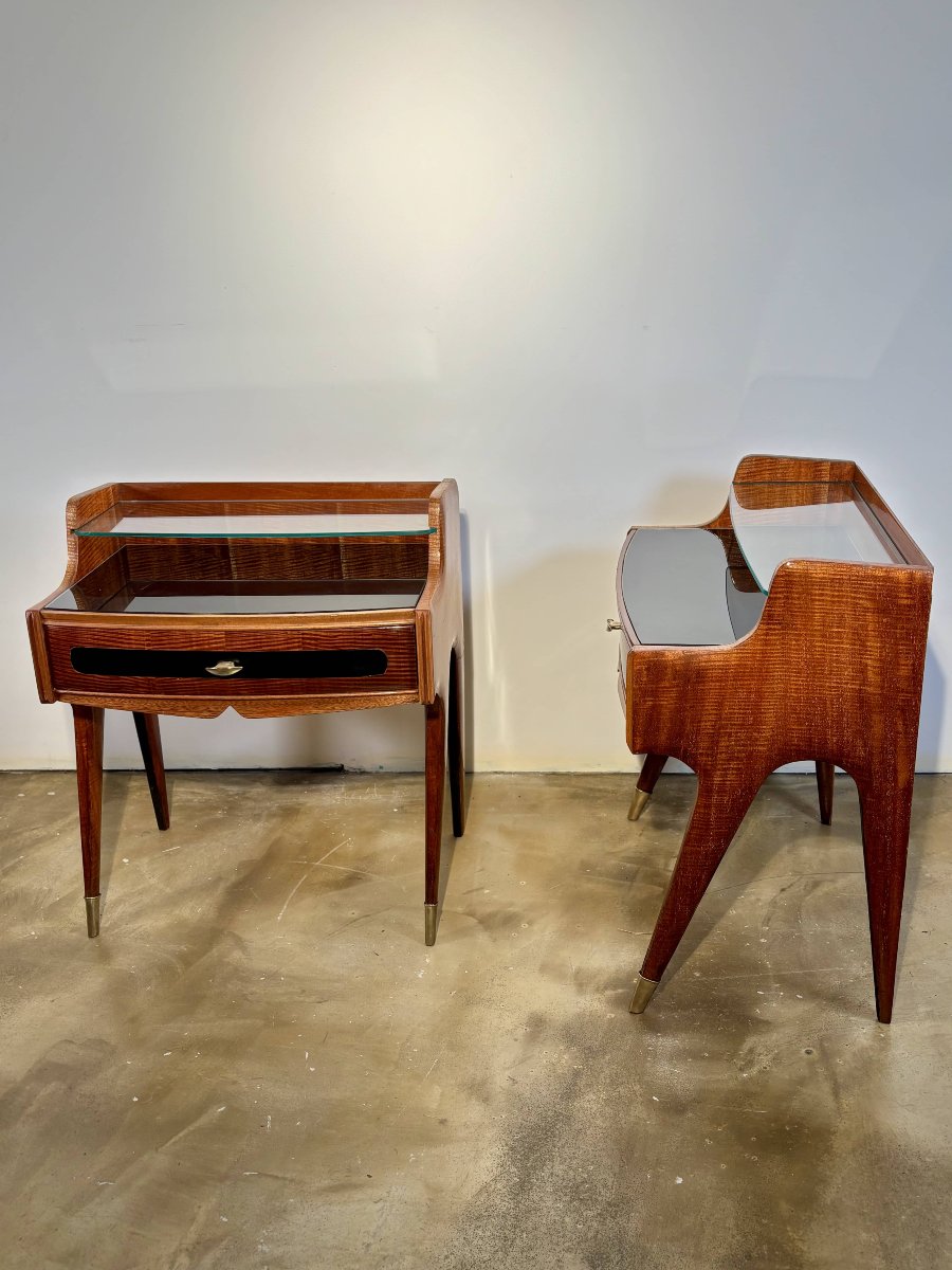 Paire de tables de chevet - Dans le goût de Paolo Buffa, Milan,  circa 1960-photo-3